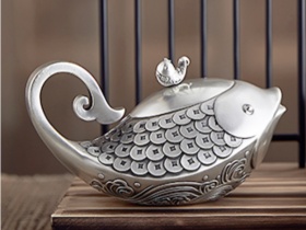 现代中国风-年年有余创意纯银茶具
