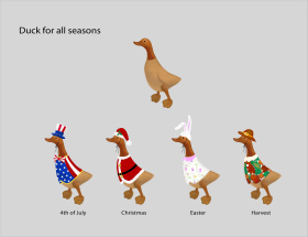 多季节节日装饰木头鸭
