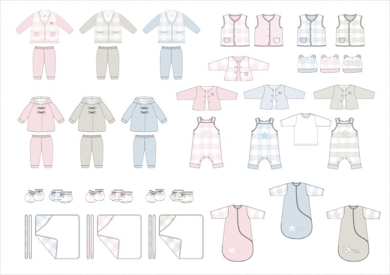 婴装系列设计-格子系列