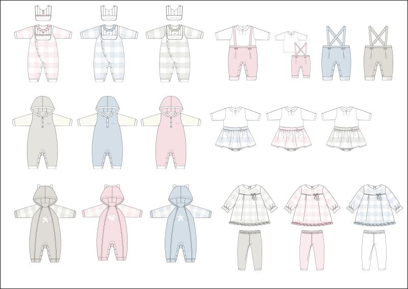 婴装系列设计-格子系列
