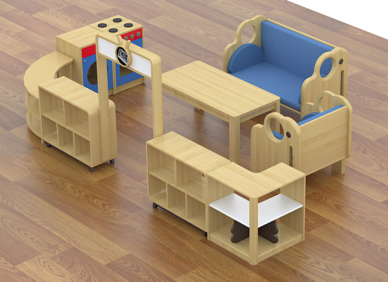 幼儿园活动室儿童实木家具设计