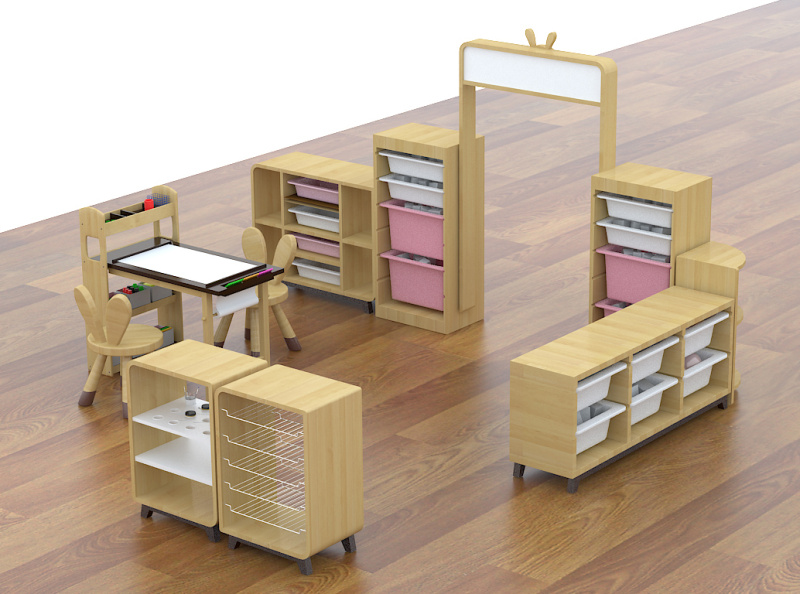 幼儿园活动室儿童实木家具设计