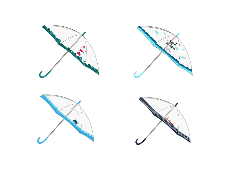 儿童透明雨伞海洋主题设计
