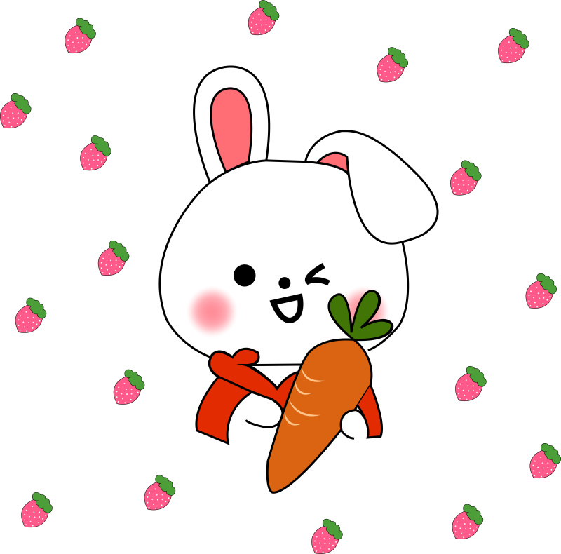 可爱兔子草莓胡萝卜