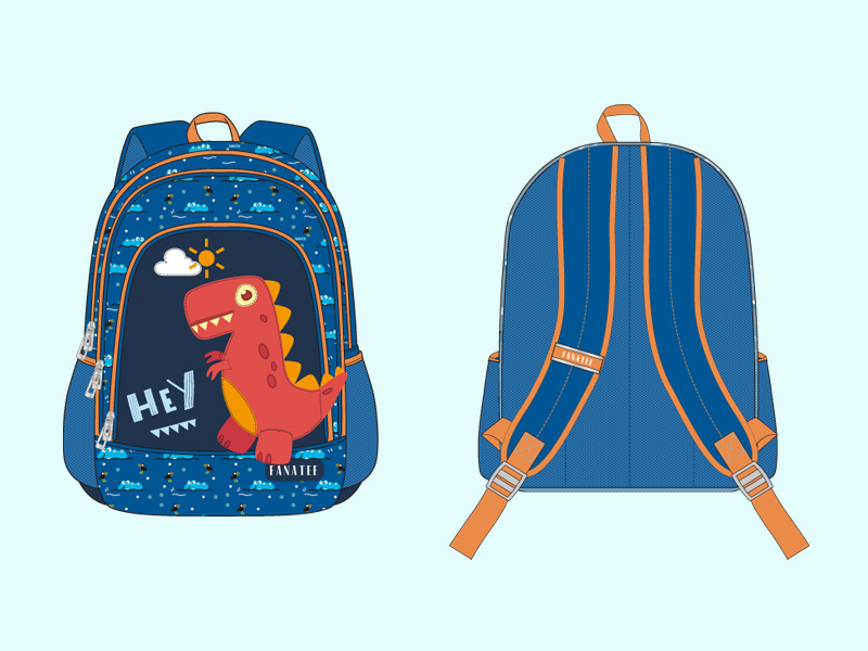 男童款-卡通恐龙主题元素背包 小学生包 恐龙图案书包