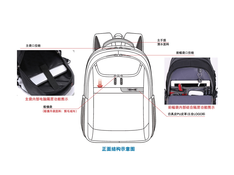 簡約 商務 筆記本 雙肩背包 電腦包 