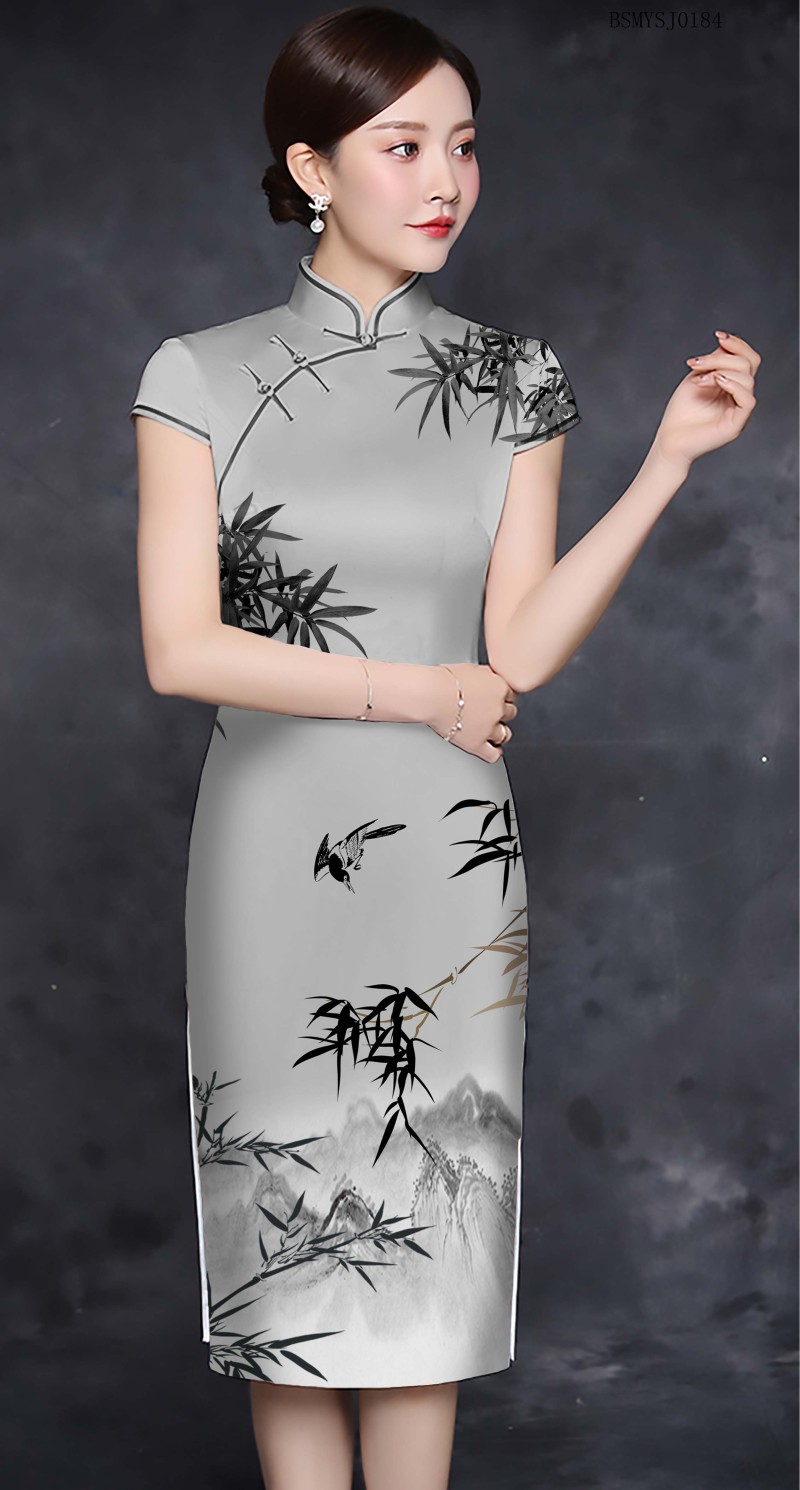 女士时尚中国风山水画图案