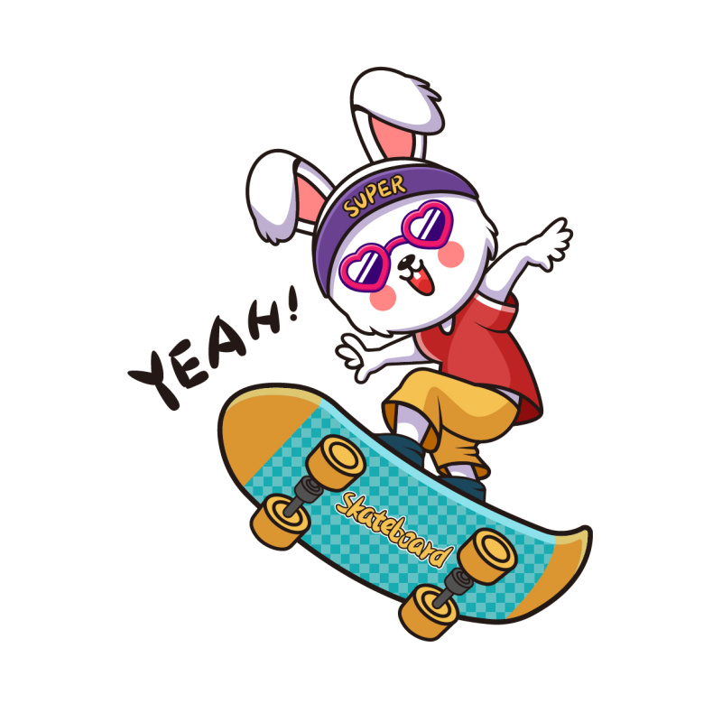 酷酷的滑板兔