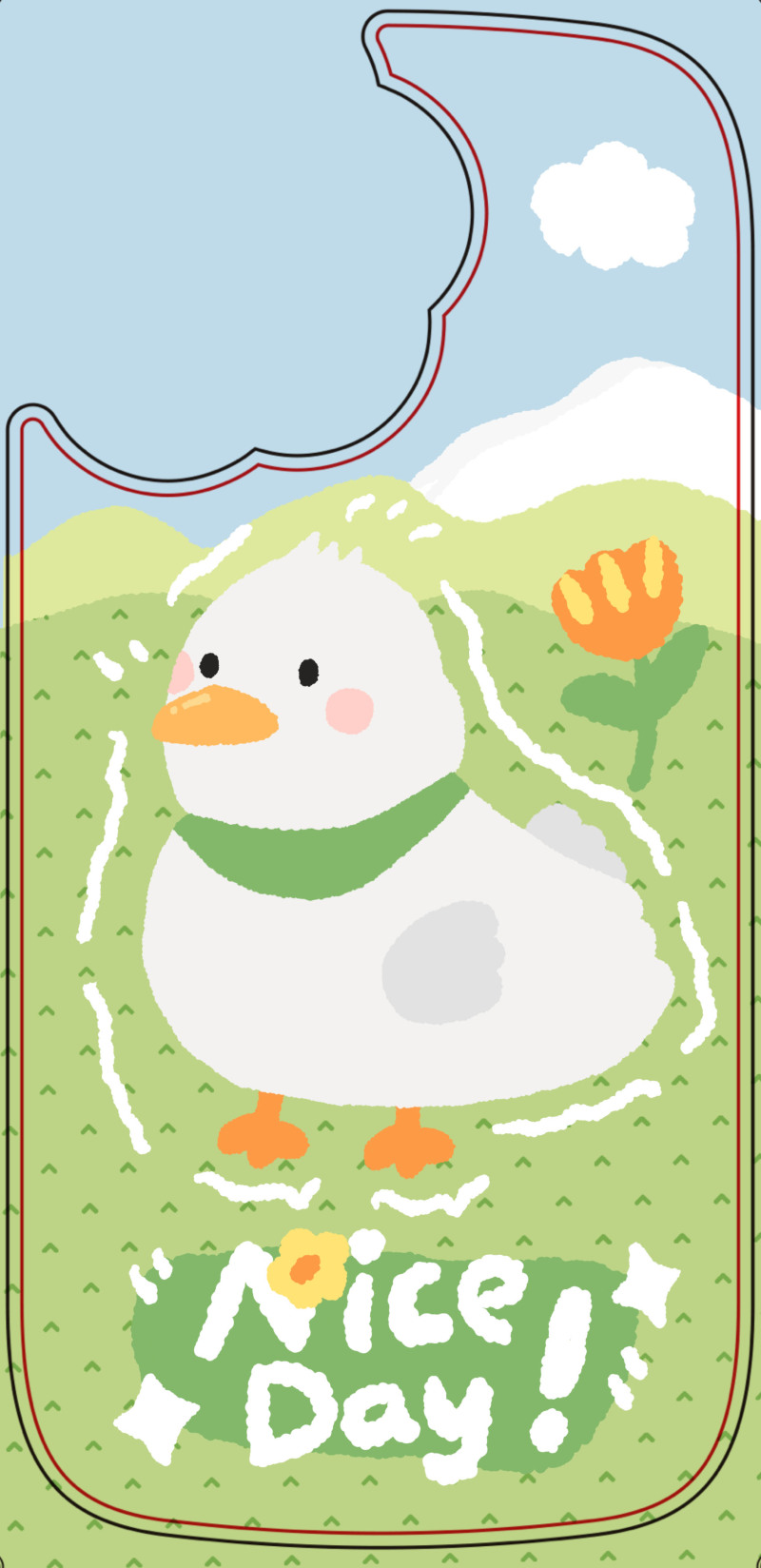 春季绿色户外趣味可爱手绘小鸭子网红手机壳设计