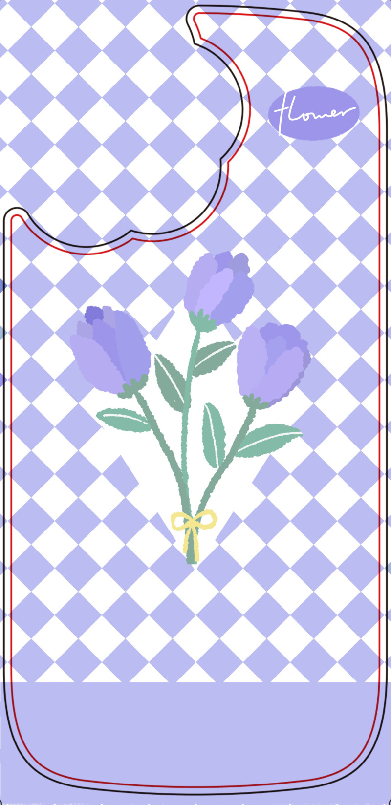春季紫色菱格郁金香文艺花朵INS风手机壳图案设计