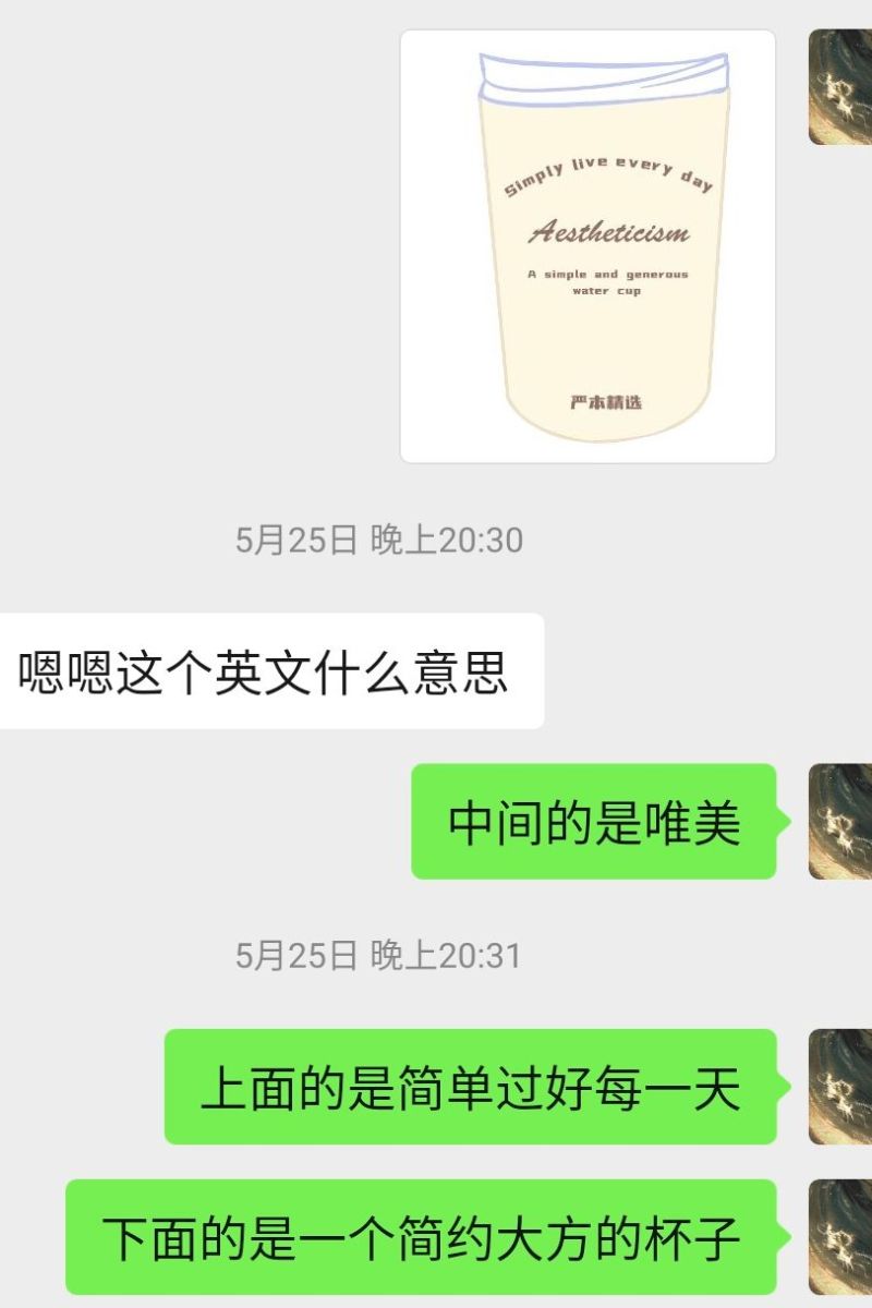 保温杯英文字母简约清新风设计