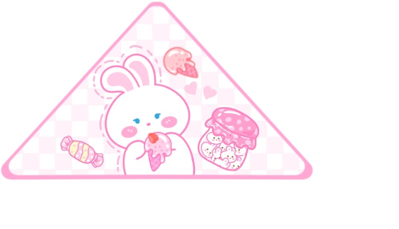 粉色兔兔文具三角夹异型亚克力夹