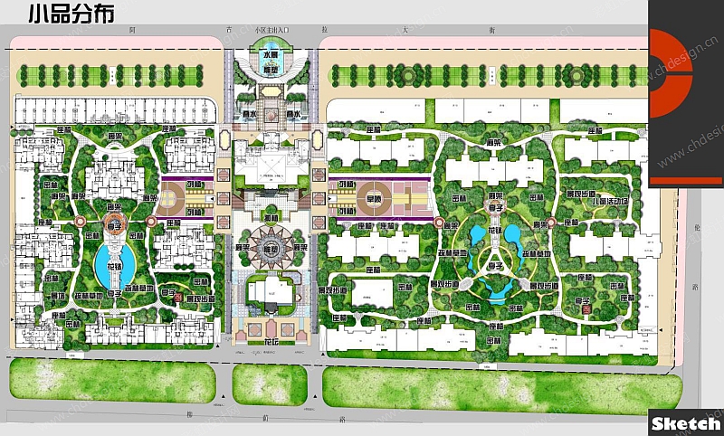 超大绿化率的中级住宅景观香堤水郡景观设计