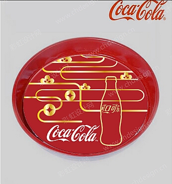 可口可乐春节主题马口铁糖果盘设计