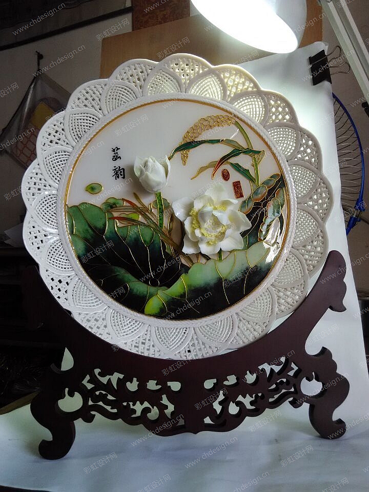 金丝镶嵌瓷装饰盘   