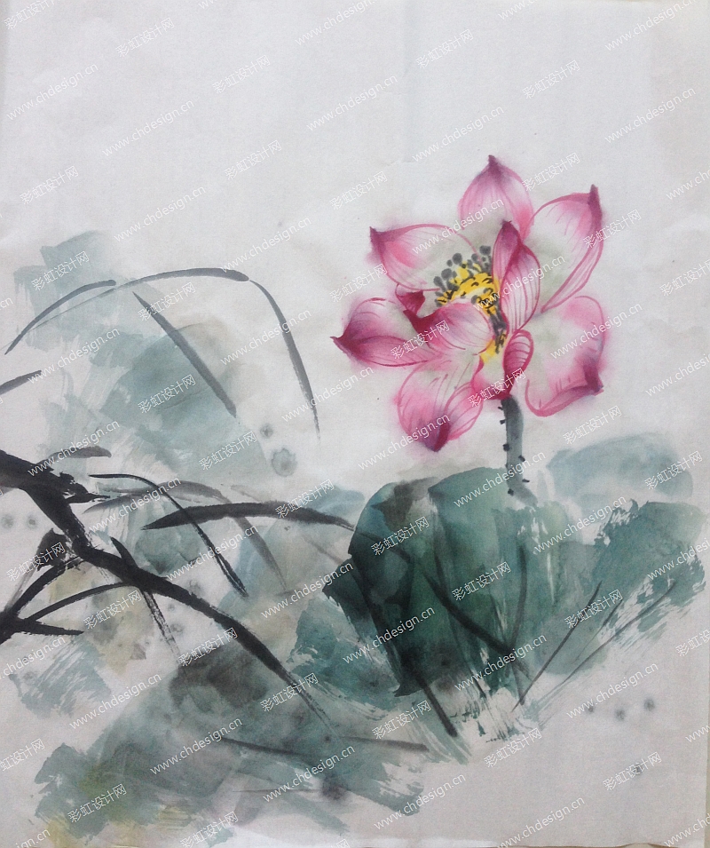 中式花卉水墨画