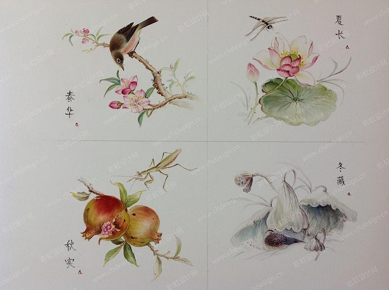 陶瓷花纸设计系列花鸟