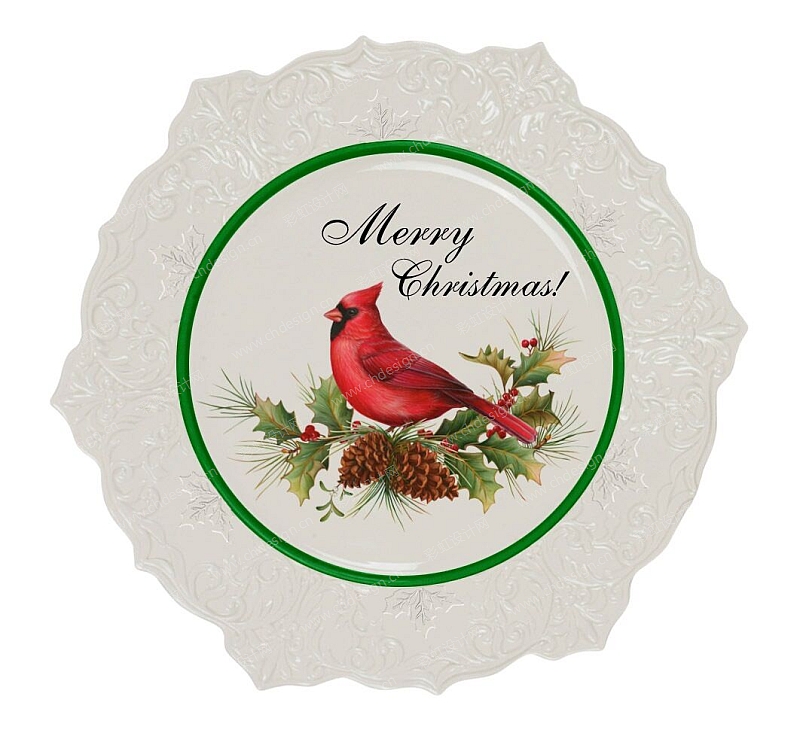 圣诞红鸟陶瓷花纸设计