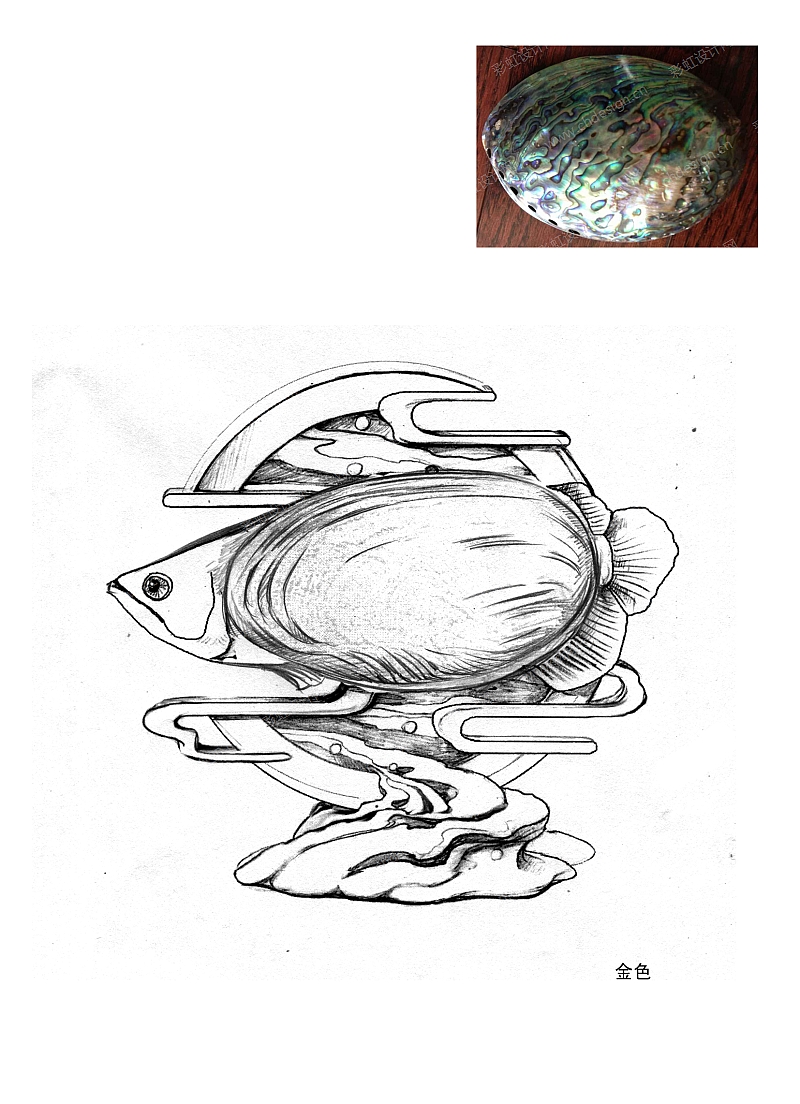 海洋贝壳鱼艺术摆件