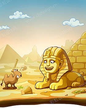 插画拟人埃及金字塔骆驼