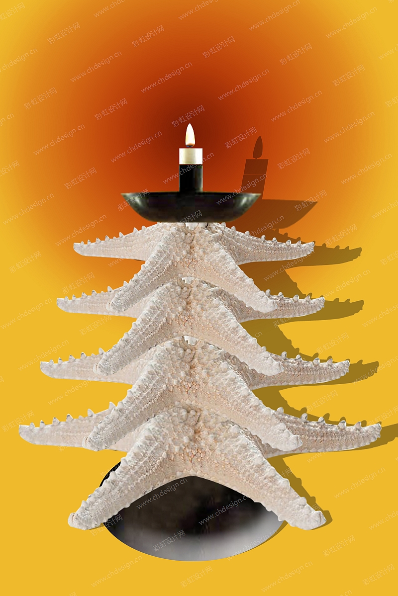 圣诞树树脂海星烛台