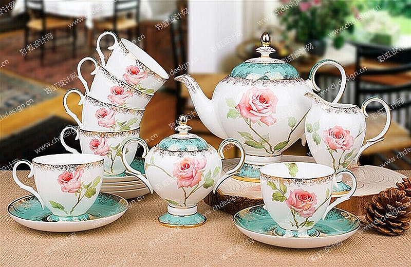 陶瓷玫瑰花餐具茶具系列