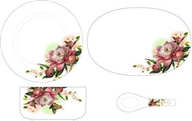 陶瓷餐具花纸设计系列-牡丹花