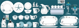 陶瓷海星海马浮雕餐具