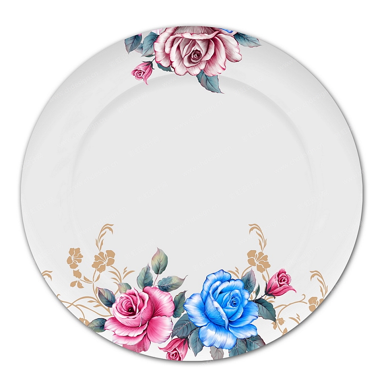 陶瓷盘子玫瑰花图案