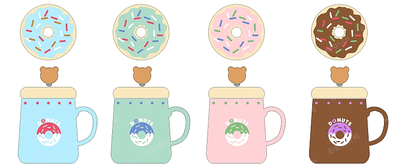 内销陶瓷杯创意日韩陶瓷杯动物甜甜圈杯