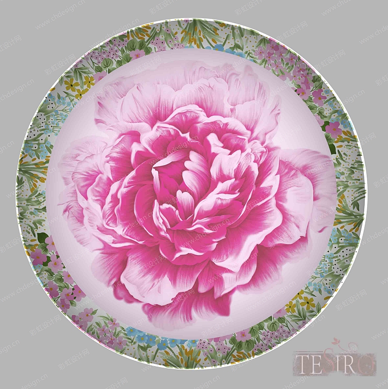 手绘花卉陶瓷餐具图案
