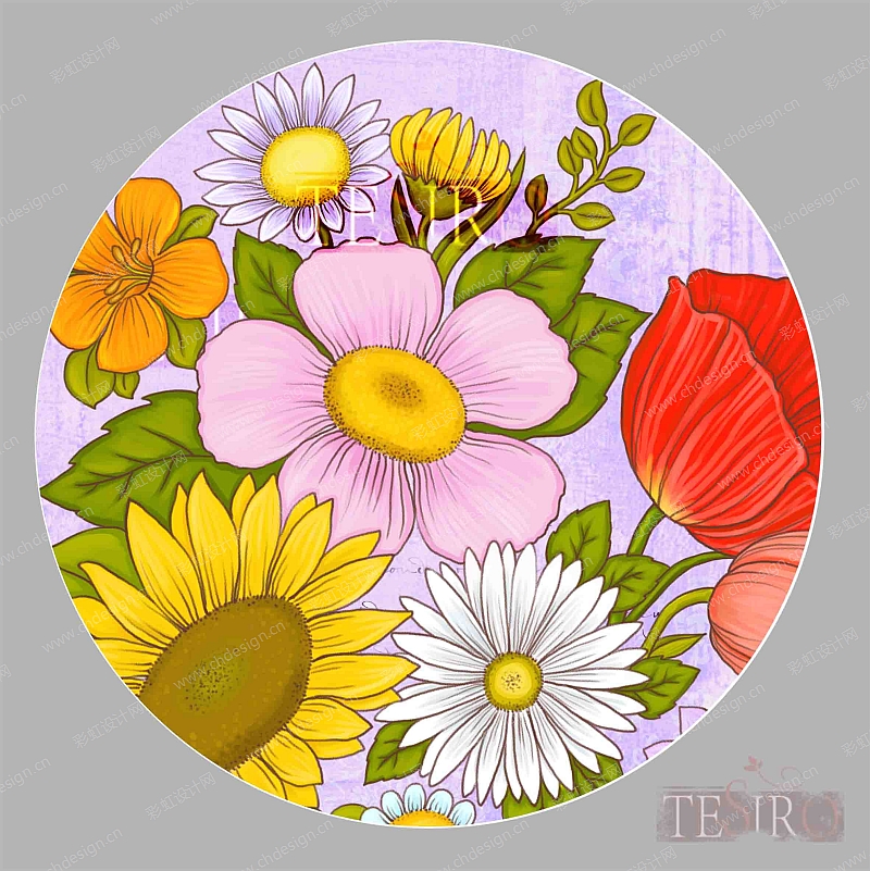 手绘花卉陶瓷餐具图案