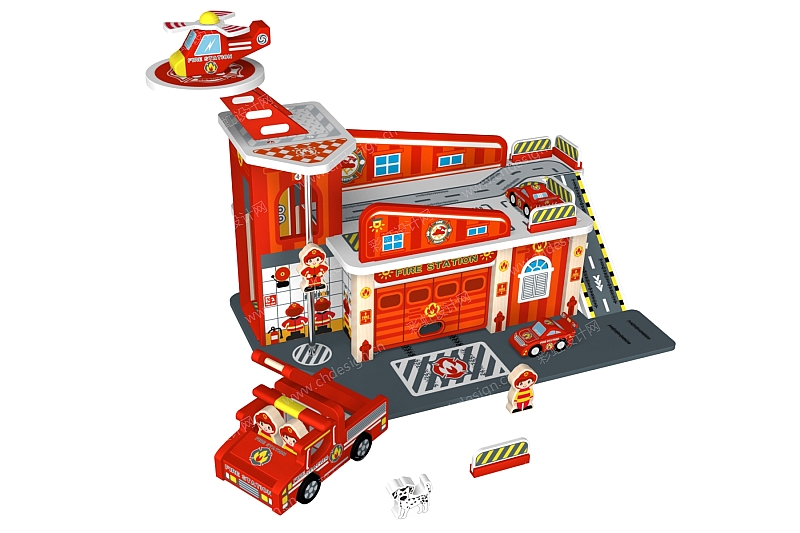消防站木制玩具
