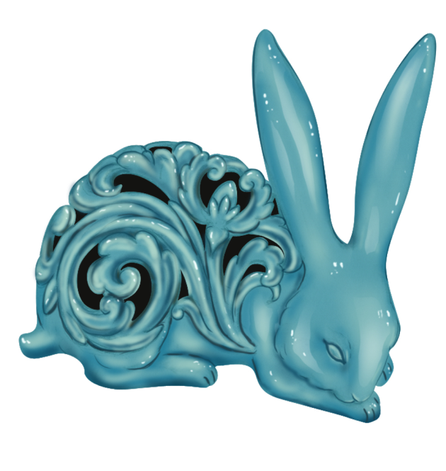 欧美陶瓷动物兔子镂空摆件