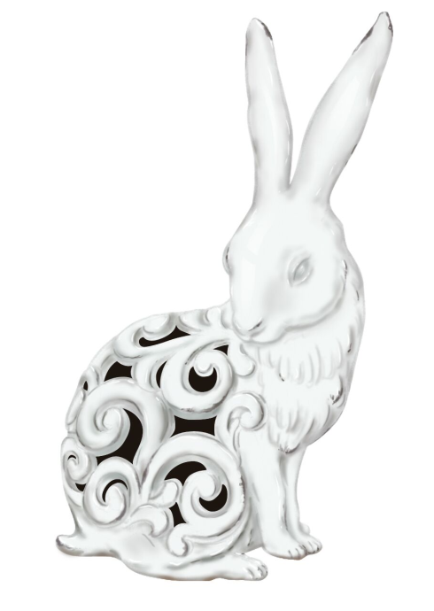 动物造型做旧陶瓷镂空兔子摆件