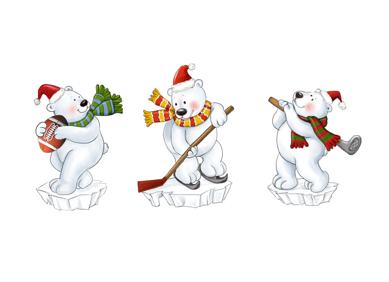 圣诞节日北极熊运动摆饰