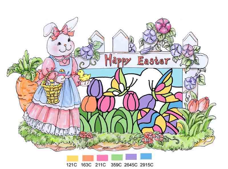 复活节兔子彩玻设计