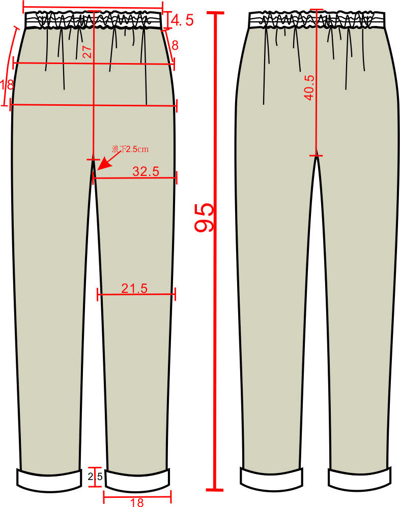 麻棉橡筋头直筒长裤女装