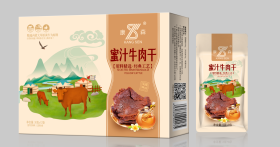 内销 礼盒装 手绘蒙古草原牛肉干食品包装 袋装