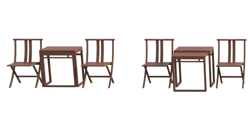 新中式户外折叠桌椅设计
