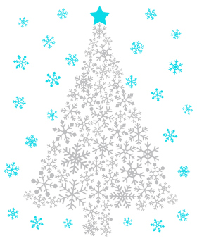 银色雪花圣诞树图案设计
