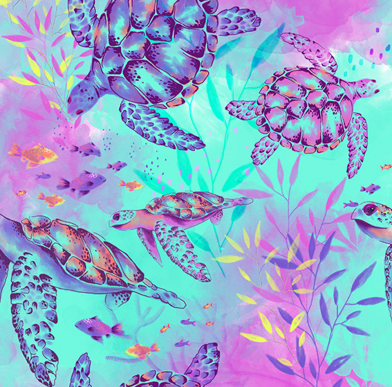 儿童泳装印花图案设计——海龟