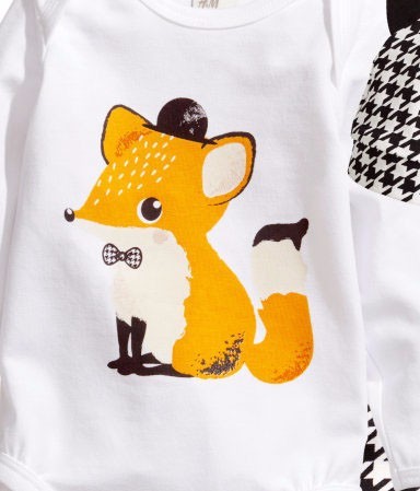 H&M新生儿套装印花设计-狐狸
