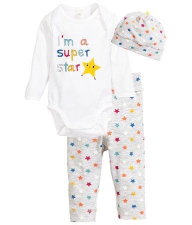 H&M新生儿套装印花设计-星星