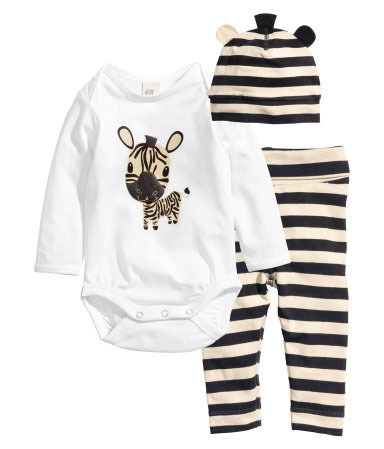H&M新生儿套装动物印花设计-斑马