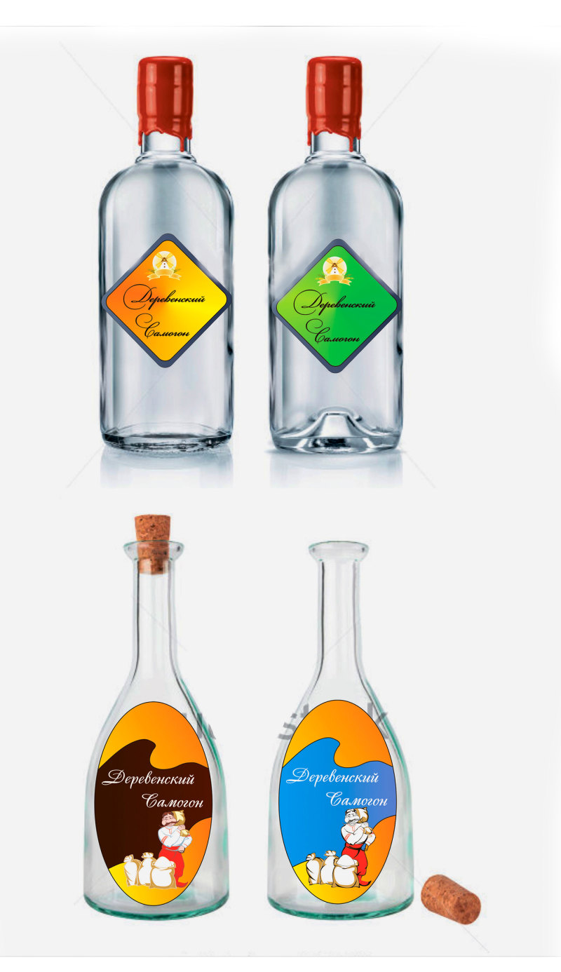 Rustic samogon伏特加酒瓶标签设计