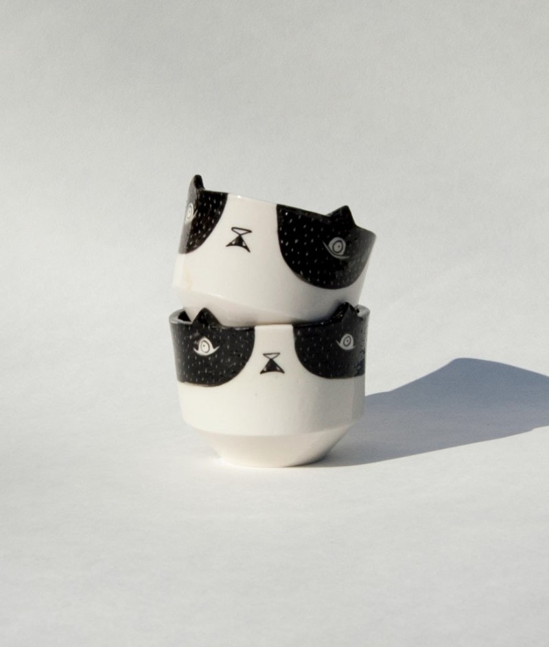 陶瓷碗-黑白对比的猫