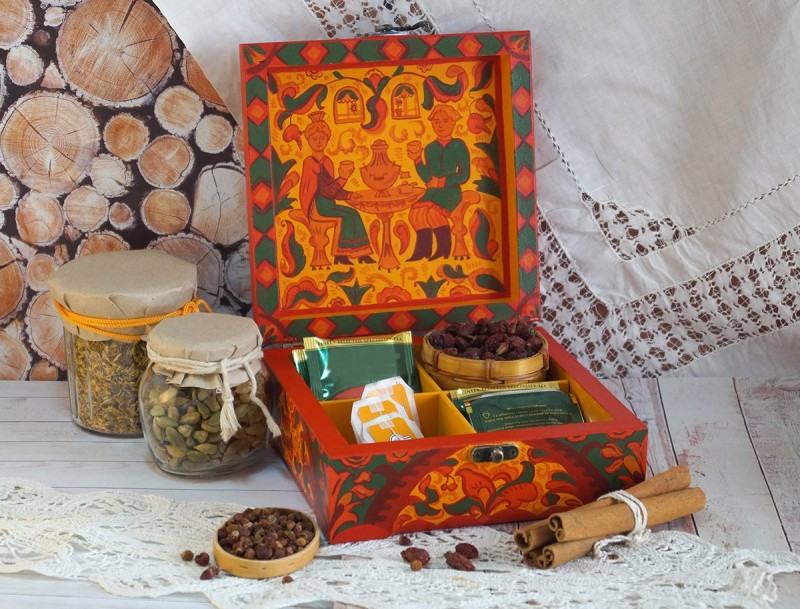木质茶盒图案