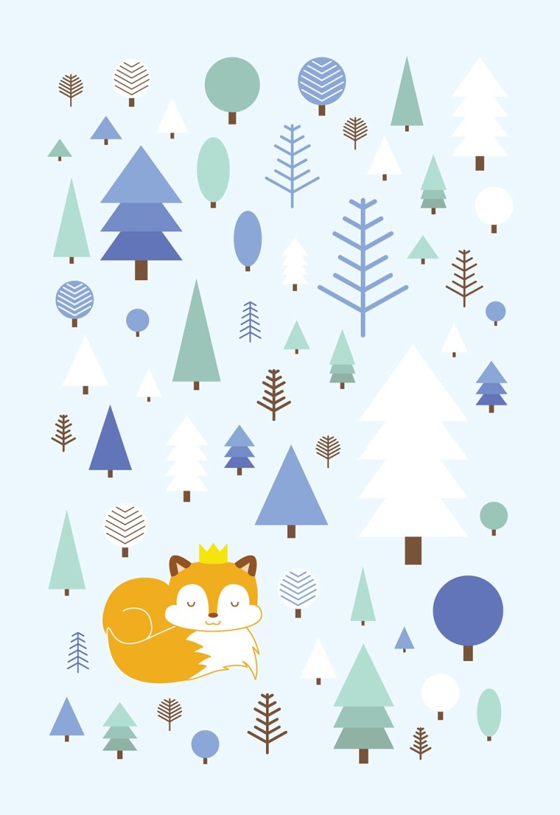 儿童插画森林里的动物-四季