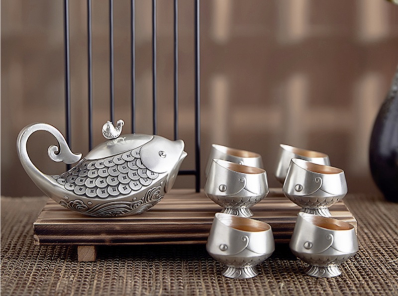 现代中国风-年年有余创意纯银茶具